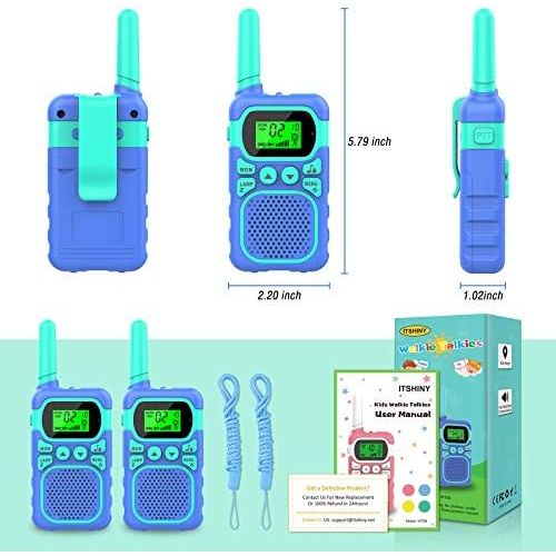  [아마존베스트]ITSHINY Kids Walkie Talkies with 22 Channels & 3 Mile Range for Outdoor Hiking Camping Children Toy Gifts for 3-12 Year Old Boys Girls -Blue