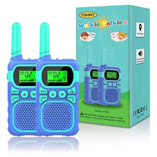  [아마존베스트]ITSHINY Kids Walkie Talkies with 22 Channels & 3 Mile Range for Outdoor Hiking Camping Children Toy Gifts for 3-12 Year Old Boys Girls -Blue