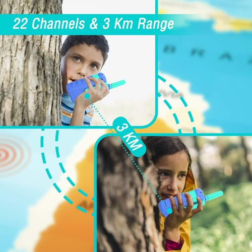  [아마존베스트]ITSHINY Kids Walkie Talkies with 22 Channels & 3 Mile Range for Outdoor Hiking Camping Children Toy Gifts for 3-12 Year Old Boys Girls -Blue