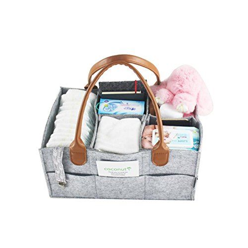  ITSUKI Coconut Diaper Caddy Organizer with Changing Pad & Pacifier Clip | Storage for Diapers, Wipes & Toys...