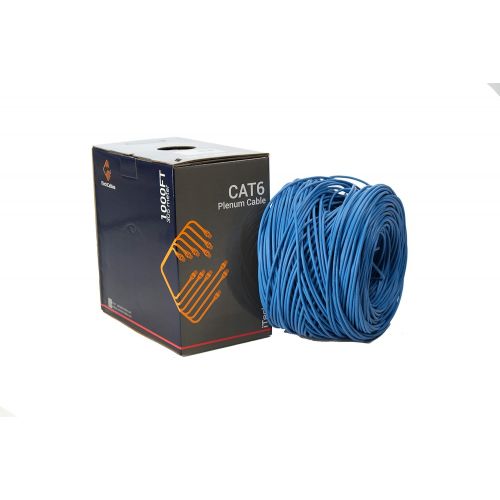  ITechcables 550MHz CAT6 Plenum 1000FT Cable 23AWG Solid Conductor UTP CMP Blue