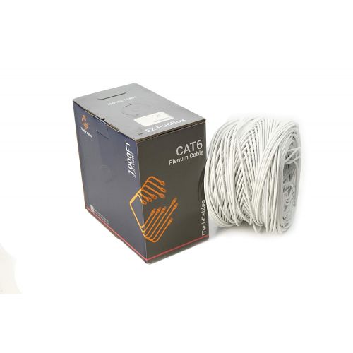  ITechcables 550MHz CAT6 Plenum 1000FT Cable 23AWG Solid Conductor UTP CMP White from ITECHCABLES