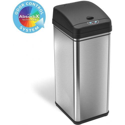  [아마존 핫딜]  [아마존핫딜]ITouchless iTouchless 13 Gallon Stainless Steel Automatic Trash Can with Odor-Absorbing Filter, Wide Opening Sensor Kitchen Trash Bin, Powered by Batteries (not included) or Optional AC Adapt