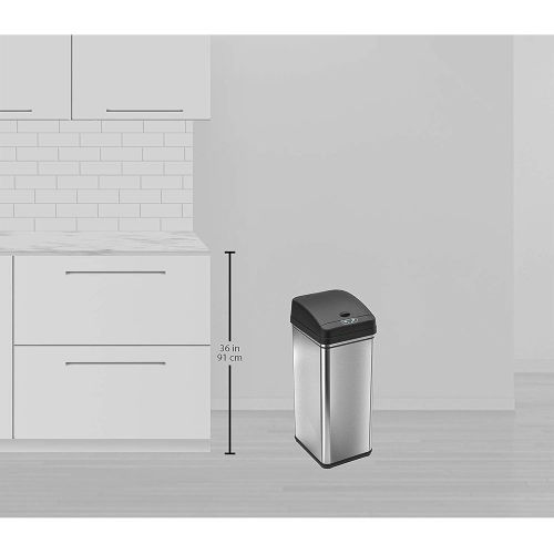  [아마존 핫딜]  [아마존핫딜]ITouchless iTouchless 13 Gallon Stainless Steel Automatic Trash Can with Odor-Absorbing Filter, Wide Opening Sensor Kitchen Trash Bin, Powered by Batteries (not included) or Optional AC Adapt