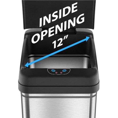  [아마존 핫딜]  [아마존핫딜]ITouchless iTouchless 13 Gallon Stainless Steel Automatic Trash Can with Odor-Absorbing Filter, Wide Opening Sensor Kitchen Trash Bin, Powered by Batteries (not included) or Optional AC Adapt