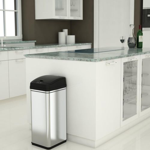  [아마존 핫딜]  [아마존핫딜]ITouchless iTouchless 13 Gallon Stainless Steel Automatic Trash Can with Odor-Absorbing Filter, Wide Opening Sensor Kitchen Trash Bin, Powered by Batteries (not included) or Optional AC Adapt