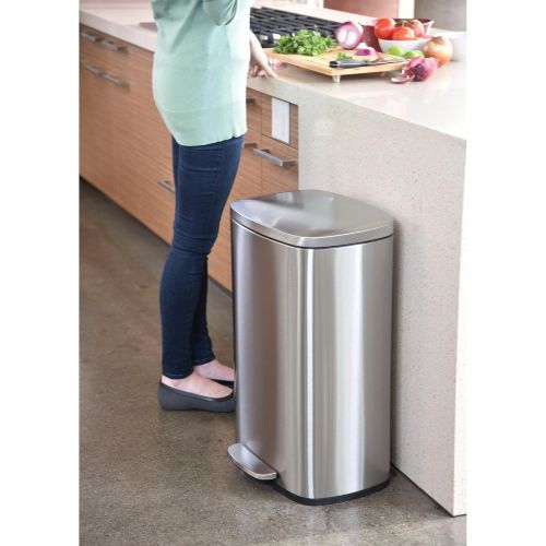  [아마존 핫딜]  [아마존핫딜]ITouchless iTouchless SoftStep 13.2 Gallon Stainless Steel Step Trash Can with Odor Control System, 50 Liter Pedal Garbage Bin for Kitchen, Office, Home - Silent and Gentle Open and Close