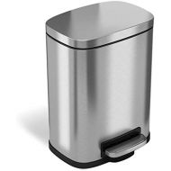 iTouchless SoftStep 1.32 Gallon Pedal, 5 Liter Bathroom Garbage Bin, Removable Inner Bucket, Soft and Silent Open and Close, Brushed Stainless Steel Trash Can, Step 1.3 Gal