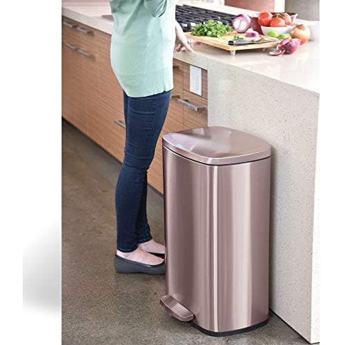  iTouchless SoftStep 13.2 Gallon Stainless Steel Step Pedal Garbage Can with with Odor Control System, 50 Liter Trash Bin for Kitchen, Office, Home - Silent and Gentle Open and Clos