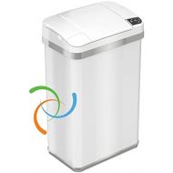 [아마존베스트]iTouchless 4 Gallon Sensor Trash Can with AbsorbX Odor Filter and Air Freshener, Touchless Automatic Pearl White Waste Bin, Perfect for Office and Bathroom