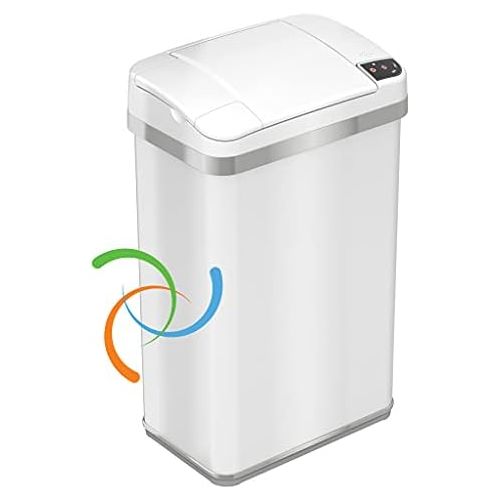  [아마존베스트]iTouchless 4 Gallon Sensor Trash Can with AbsorbX Odor Filter and Air Freshener, Touchless Automatic Pearl White Waste Bin, Perfect for Office and Bathroom