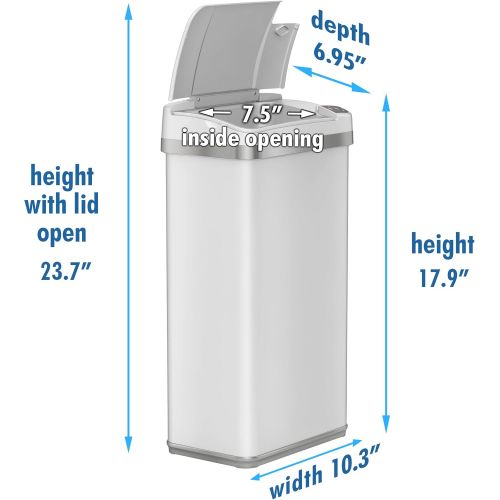  [아마존베스트]iTouchless 4 Gallon Sensor Trash Can with AbsorbX Odor Filter and Air Freshener, Touchless Automatic Pearl White Waste Bin, Perfect for Office and Bathroom