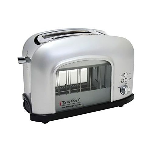  ITouchless iTouchless SHT2GS 2-Slice See-Through Smart Toaster, Silver, 12.2L x 6.3W x 7.9H