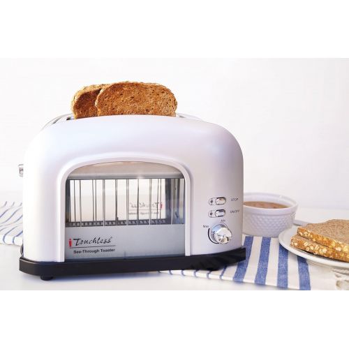  ITouchless iTouchless SHT2GS 2-Slice See-Through Smart Toaster, Silver, 12.2L x 6.3W x 7.9H