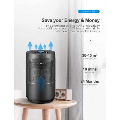  [아마존 핫딜]  [아마존핫딜]ITvanila iTvanila Air Purifier, Air Purifier for Home Pet Hair, Smokers, True HEPA Active Carbon Filter, Quiet in Bedroom,Filtration System Cleaner Eliminators, Removes Smoke Odor Dust, War