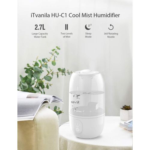  [아마존 핫딜] ITvanila iTvanila Humidifiers, Cool Mist Humidifier, 2.7L/0.7Gal for Large Bedroom Baby, Whisper-Quiet Touch Vaporizer, Space-Saving, Auto Shut Off - Lasts Up to 28 Hours (C1G)