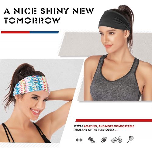  IUGA Yoga Headband for Women, Non-Slip Sweabands for Workout, Running, Yoga Sport, 6 Styles Womens Fashion Headband, Performance Elastic