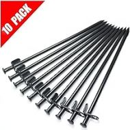 IUMEE 10-Pack Tent Stakes, Black / 11.8inch Heavy Duty Camping Stakes with Oxford Fabric Pouch, Unbreakable and Inflexible Steel Ground Stakes Tent for Outdoor Trip Hiking Gardening