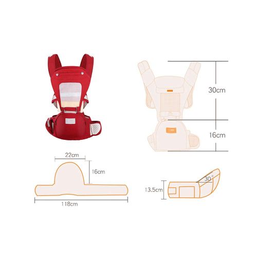  IUU Baby Carrier with Hip Seat, 360 All-in-One Ergonomic Baby Carrier, 6 Comfortable & Safe Positions for Infant & Toddlers,Hip Seat for All Seasons (Red)