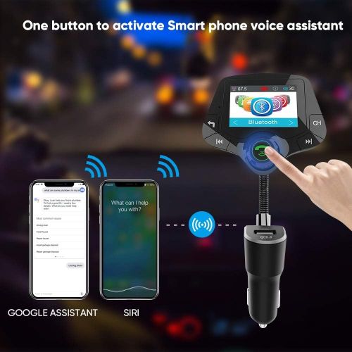  [아마존베스트]IUcare Bluetooth Fm Transmitter for car, 5.0 Bluetooth Hands-Free Calling Crystal Sound 2.0 inch Multicolor Screen Wireless Radio Adapter,3 USB Ports Charger QC3.0/3.4A AUX TF Card U-Disk