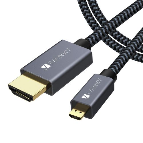  Micro HDMI to HDMI Cable Adapter 4K 6.6FT, iVANKY Braided Micro HDMI Cord Support 4K 60Hz HDR 3D ARC 18Gbps, Compatible with GoPro Hero, Raspberry Pi 4, Sport Camera