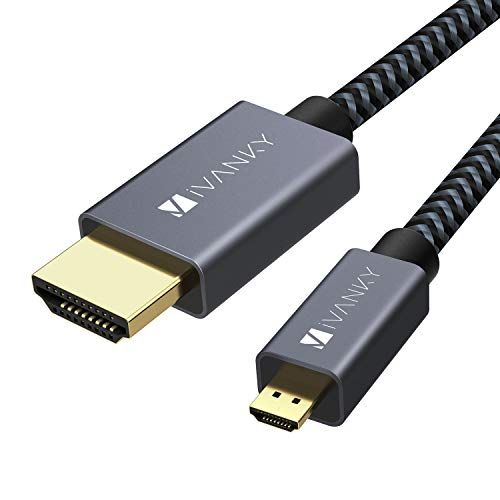  Micro HDMI to HDMI Cable Adapter 4K, iVANKY 3.3 Ft Braided Micro HDMI Cord Support 4K 60Hz HDR 3D ARC 18Gbps, Compatible with GoPro Hero, Raspberry Pi 4, Sport Camera