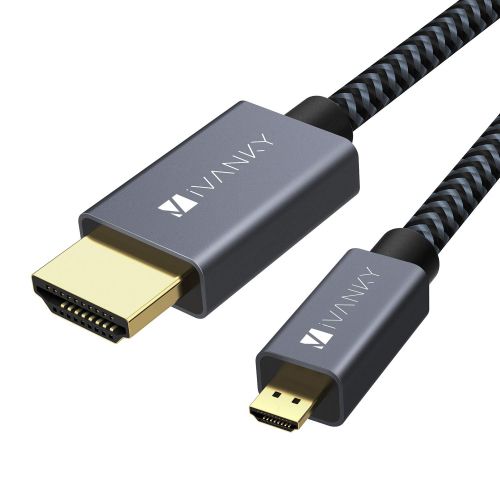  Micro HDMI to HDMI Cable Adapter 4K, iVANKY 3.3 Ft Braided Micro HDMI Cord Support 4K 60Hz HDR 3D ARC 18Gbps, Compatible with GoPro Hero, Raspberry Pi 4, Sport Camera