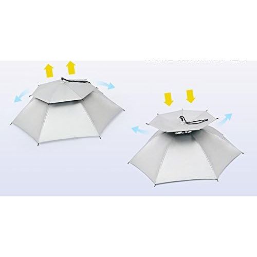  [아마존베스트]Iven Fishing Umbrella Hat, 2 Tier Folding Sun and Rain Umbrella Hat for Hiking, Camping, Travel