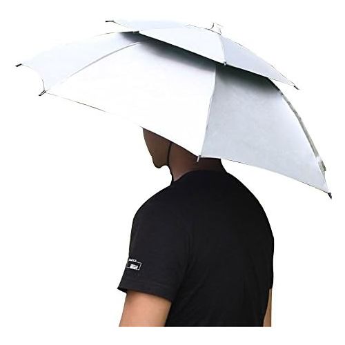  [아마존베스트]Iven Fishing Umbrella Hat, 2 Tier Folding Sun and Rain Umbrella Hat for Hiking, Camping, Travel
