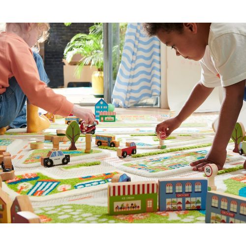  [아마존베스트]IVI Mini City Thick 3D Kids Play Mat Rug, 71 L x 53 W, Non-Toxic, Stain Resistant, Educational Montessori Activity Toys for Kids