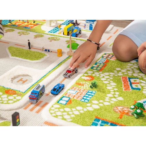  [아마존베스트]IVI Mini City Thick 3D Kids Play Mat Rug, 71 L x 53 W, Non-Toxic, Stain Resistant, Educational Montessori Activity Toys for Kids