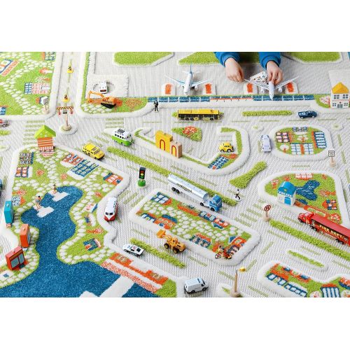  [아마존베스트]IVI Mini City Thick 3D Kids Play Mat Rug, 71 L x 53 W, Non-Toxic, Stain Resistant, Educational Montessori Activity Toys for Kids