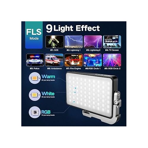  G2 RGB Portable On Camera Light, Built-in 4300mAh Lithium Battery Video Conference Lighting, 2600-10000K 12W Full Color LED Light Panel for Photography, Studio, Wedding Shooting