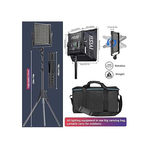  RGB Video Light, Full Color LED Photography Lighting Kit, 2-Pack Panel Light with Softbox, 50W, 552pcs LED/CRI 97+, 2600K-10000K