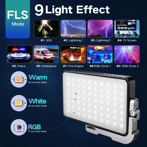  IVISII G2 RGB Portable On Camera Light, Built-in 4300mAh Lithium Battery Video Conference Lighting, 2600-10000K 12W Full Color LED Light Panel for Photography, Studio, Wedding Shoo