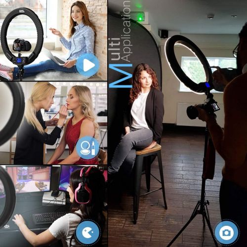 [아마존베스트]IVISII 19 inch Ring Light with Remote Controller and Stand ipad Holder,60W Bi-Color with 4 Color Soft Filters for Live Stream/Makeup/YouTube Video/TikTok/Zoom/Photography