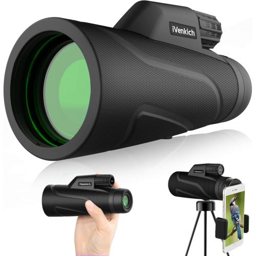  [아마존베스트]iVenkich 12x42 Monocular Telescope, High Definition Power Monocular with Smartphone Holder and Tripod - FMC HD Monocular for Bird Watching Hunting Camping Travelling Wildlife Scene