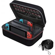 [아마존 핫딜]  [아마존핫딜]IVoler iVoler Tasche fuer Nintendo Switch, Deluxe Harte Tragetasche Schutz Portable Switch Schutzhuelle Huelle Schutztasche fuer die Nintendo Switch Konsolle, und Andere Zubehoer Enthalt 18 Sp