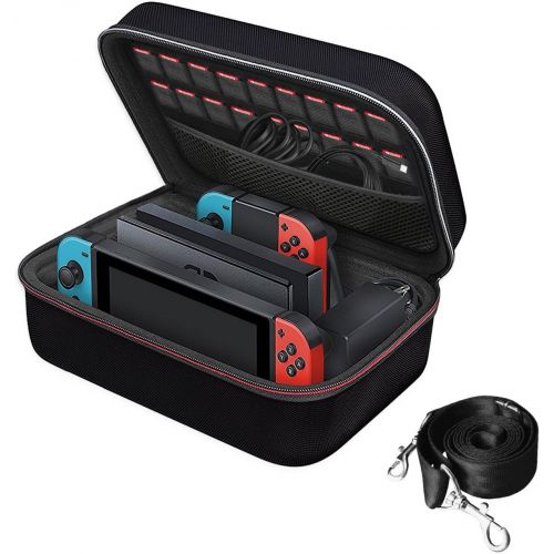  [아마존 핫딜]  [아마존핫딜]IVoler iVoler Tasche fuer Nintendo Switch, Deluxe Harte Tragetasche Schutz Portable Switch Schutzhuelle Huelle Schutztasche fuer die Nintendo Switch Konsolle, und Andere Zubehoer Enthalt 18 Sp