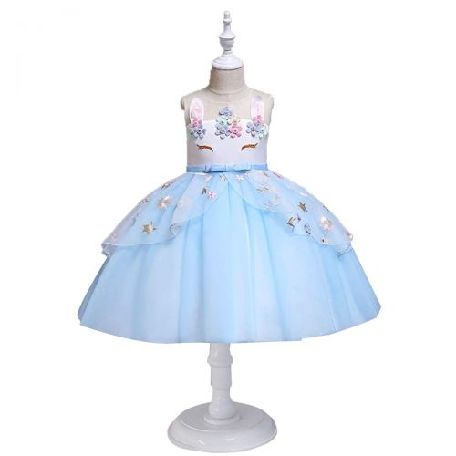  IWEMEK Unicorn Tutu Party Dress for Girls Flower Pageant Cosplay Princess Mythical Costume Wedding Formal Birthday Dance Ball Gown