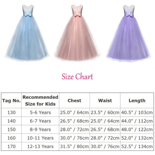  IWEMEK Girls Embroidery Princess Pageant Dress Kids Tulle Flower Lace Wedding Party Prom Floor Length Formal Evening Ball Gowns