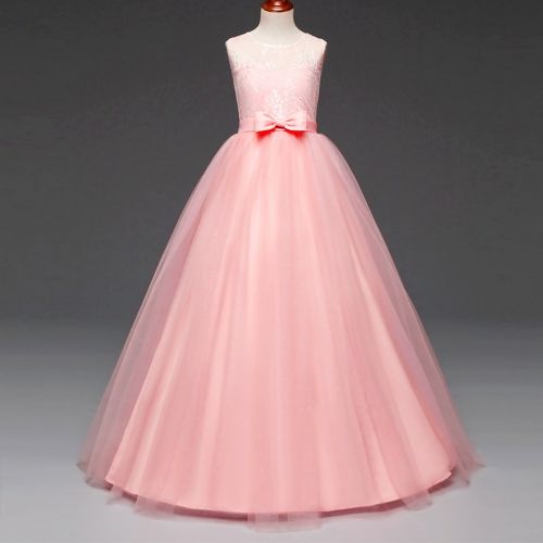  IWEMEK Girls Embroidery Princess Pageant Dress Kids Tulle Flower Lace Wedding Party Prom Floor Length Formal Evening Ball Gowns