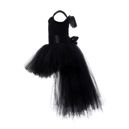  IWEMEK Girls Handmade Tulle Tutu Costume Fancy Birthday Party Trailing Flower Hi Low Bridesmaid Dress Summer Wedding Dance Gown