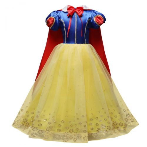  IWEMEK Kids Girls Snow White Princess Fancy Costume Dresses Up Cosplay Birthday Party Floor Length Dance Evening Gown