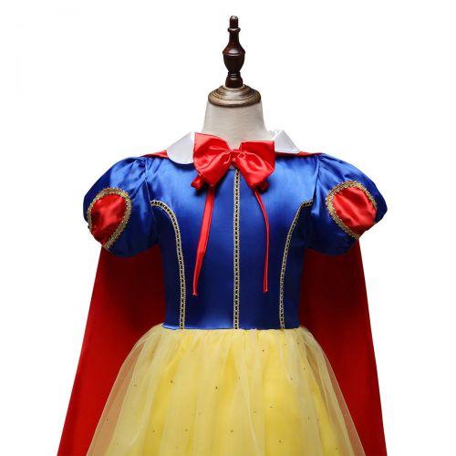  IWEMEK Kids Girls Snow White Princess Fancy Costume Dresses Up Cosplay Birthday Party Floor Length Dance Evening Gown