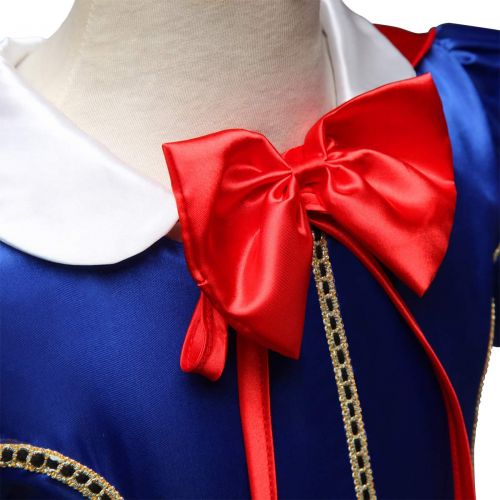  IWEMEK Kids Girls Snow White Princess Fancy Costume Dresses Up Cosplay Birthday Party Floor Length Dance Evening Gown