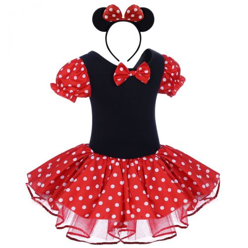  IWEMEK Girls Vintage Polka Dots Christmas Princess Dress Cosplay Fancy Ballet Dance Leotard Tutu Birthday Outfits with Headband