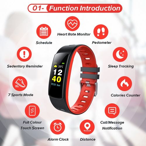  IWOWNfit Fitness Tracker Sport Watch with Heart Rate Monitor, iWOWNfit Fitness Watch Activity Tracker IP67 Waterproof Smart Band with Step Calorie Counter Sleep Monitor, Pedometer for Kids