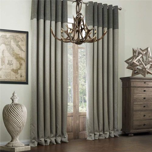  IYUEGO Wide Curtain 120Inch-300Inch for Large Window Large Curtain Classic Bamboo Fiber Faux Linen Grommet Top Blackout Curtain Drapery With Multi Size Custom 150 W x 84 L (One Pan