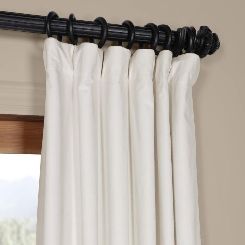  IYUEGO Pinch Pleat Solid Velvet Lining 90% Blackout Curtain Thermal Insulated Patio Door Curtain Panel Drape For Traverse Rod and Track, Off White 120W x 84L Inch (set of 1 Panel)